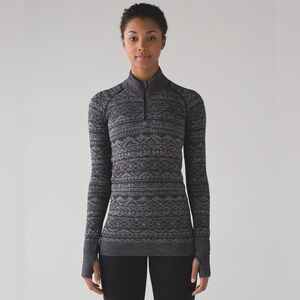 lululemon athletica Heathered Black Patterned Rest Less 1/4 Zip